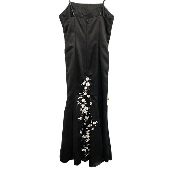 Betsey & Adam - Satin long dress mother of bride embroidered front /back size 14 - Picture 4 of 6
